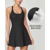 IUGA Women Tennis Dress with Built in Shorts & Bra Cut Out Twisted Workout Dress Golf Athletic Dresses for Women with Pockets(Black)