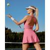 IUGA Women Tennis Dress with Built in Shorts & Bra Cut Out Twisted Workout Dress Golf Athletic Dresses for Women with Pockets(Pink)