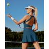 IUGA Women Tennis Dress with Built in Shorts & Bra Cut Out Twisted Workout Dress Golf Athletic Dresses for Women with Pockets(Sea Blue)