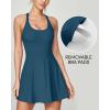 IUGA Women Tennis Dress with Built in Shorts & Bra Cut Out Twisted Workout Dress Golf Athletic Dresses for Women with Pockets(Sea Blue)