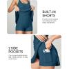 IUGA Women Tennis Dress with Built in Shorts & Bra Cut Out Twisted Workout Dress Golf Athletic Dresses for Women with Pockets(Sea Blue)