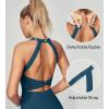 IUGA Women Tennis Dress with Built in Shorts & Bra Cut Out Twisted Workout Dress Golf Athletic Dresses for Women with Pockets(Sea Blue)