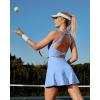 IUGA Women Tennis Dress with Built in Shorts & Bra Cut Out Twisted Workout Dress Golf Athletic Dresses for Women with Pockets(Sky Blue)