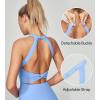 IUGA Women Tennis Dress with Built in Shorts & Bra Cut Out Twisted Workout Dress Golf Athletic Dresses for Women with Pockets(Sky Blue)