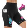 IUGA Padded Bike Shorts Women 4D Breathable Womens Cycling Shorts with Padding Mountain Biking Shorts with Pockets(Black|blue)