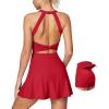 IUGA Women Tennis Dress with Built in Shorts & Bra Cut Out Twisted Workout Dress Golf Athletic Dresses for Women with Pockets(Easy Peezy – Bright Red)