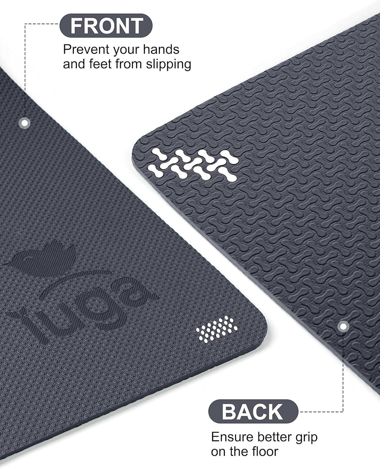 image:imageIUGA Eco Friendly Yoga Mat with Alignment Lines Free Carry Strap Non Slip TPE Yoga Mat for All Types of Yoga Extra Large Exercise and Fitness Mat Size 72X26X14