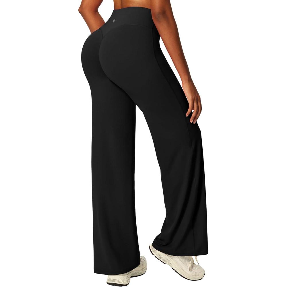 image:imageIUGA Butt Lifting Straight Leggings for Women Casual Wide Leg Yoga Pants Woman No Front Seam Workout Leggings Tummy ControlBlack