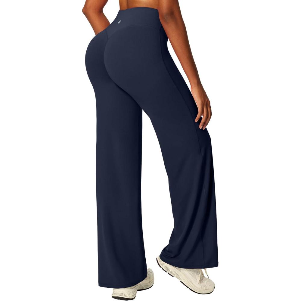 image:imageIUGA Butt Lifting Straight Leggings for Women Casual Wide Leg Yoga Pants Woman No Front Seam Workout Leggings Tummy ControlBlue