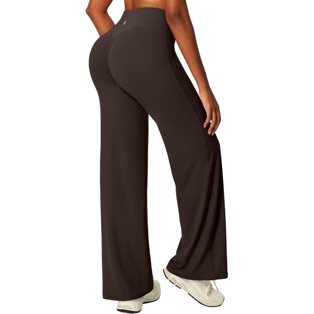 image:imageIUGA Butt Lifting Straight Leggings for Women Casual Wide Leg Yoga Pants Woman No Front Seam Workout Leggings Tummy ControlBrown