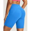 IUGA Biker Shorts Women 6″ Tummy Control Workout Shorts Women with Pockets High Waisted Yoga Running Gym Spandex Compression(Azure)