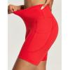 IUGA Biker Shorts Women 6″ Tummy Control Workout Shorts Women with Pockets High Waisted Yoga Running Gym Spandex Compression(Bright Red)