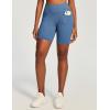IUGA Biker Shorts Women 6″ Tummy Control Workout Shorts Women with Pockets High Waisted Yoga Running Gym Spandex Compression(Denim Light Blue)