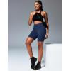 IUGA Biker Shorts Women 6″ Tummy Control Workout Shorts Women with Pockets High Waisted Yoga Running Gym Spandex Compression(Denim Navy Blue)