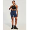 IUGA Biker Shorts Women 6″ Tummy Control Workout Shorts Women with Pockets High Waisted Yoga Running Gym Spandex Compression(Denim Navy Blue)