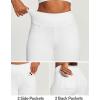 IUGA Biker Shorts Women 6″ Tummy Control Workout Shorts Women with Pockets High Waisted Yoga Running Gym Spandex Compression(Denim White)