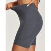 IUGA Biker Shorts Women 6″ Tummy Control Workout Shorts Women with Pockets High Waisted Yoga Running Gym Spandex Compression(Gray)