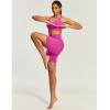 IUGA Biker Shorts Women 6″ Tummy Control Workout Shorts Women with Pockets High Waisted Yoga Running Gym Spandex Compression(Hot Pink)