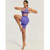 IUGA Biker Shorts Women 6″ Tummy Control Workout Shorts Women with Pockets High Waisted Yoga Running Gym Spandex Compression(Lavender)