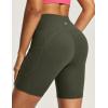 IUGA Biker Shorts Women 6″ Tummy Control Workout Shorts Women with Pockets High Waisted Yoga Running Gym Spandex Compression(Moss Green)