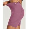 IUGA Biker Shorts Women 6″ Tummy Control Workout Shorts Women with Pockets High Waisted Yoga Running Gym Spandex Compression(Pale Red Violet)