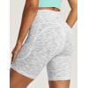 IUGA Biker Shorts Women 6″ Tummy Control Workout Shorts Women with Pockets High Waisted Yoga Running Gym Spandex Compression(Space Dye White)