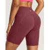 IUGA Biker Shorts Women 6″ Tummy Control Workout Shorts Women with Pockets High Waisted Yoga Running Gym Spandex Compression(Wine)