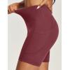 IUGA Biker Shorts Women 6″ Tummy Control Workout Shorts Women with Pockets High Waisted Yoga Running Gym Spandex Compression(Wine)