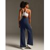 IUGA Butt Lifting Straight Leggings for Women Casual Wide Leg Yoga Pants Woman No Front Seam Workout Leggings Tummy Control(Blue)