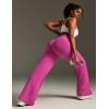 IUGA Butt Lifting Straight Leggings for Women Casual Wide Leg Yoga Pants Woman No Front Seam Workout Leggings Tummy Control(Pink)