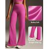 IUGA Butt Lifting Straight Leggings for Women Casual Wide Leg Yoga Pants Woman No Front Seam Workout Leggings Tummy Control(Pink)