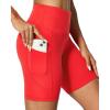 IUGA Biker Shorts Women 6″ Tummy Control Workout Shorts Women with Pockets High Waisted Yoga Running Gym Spandex Compression(Bright Red)