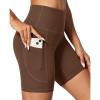 IUGA Biker Shorts Women 6″ Tummy Control Workout Shorts Women with Pockets High Waisted Yoga Running Gym Spandex Compression(Brownie)