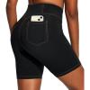 IUGA Biker Shorts Women 6″ Tummy Control Workout Shorts Women with Pockets High Waisted Yoga Running Gym Spandex Compression(Denim Black)