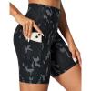 IUGA Biker Shorts Women 6″ Tummy Control Workout Shorts Women with Pockets High Waisted Yoga Running Gym Spandex Compression(Gray Camo)