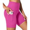 IUGA Biker Shorts Women 6″ Tummy Control Workout Shorts Women with Pockets High Waisted Yoga Running Gym Spandex Compression(Hot Pink)