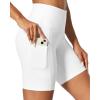 IUGA Biker Shorts Women 6″ Tummy Control Workout Shorts Women with Pockets High Waisted Yoga Running Gym Spandex Compression(Snow)