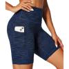 IUGA Biker Shorts Women 6″ Tummy Control Workout Shorts Women with Pockets High Waisted Yoga Running Gym Spandex Compression(Space Dye Navy)