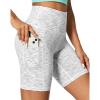 IUGA Biker Shorts Women 6″ Tummy Control Workout Shorts Women with Pockets High Waisted Yoga Running Gym Spandex Compression(Space Dye White)
