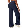 IUGA Butt Lifting Straight Leggings for Women Casual Wide Leg Yoga Pants Woman No Front Seam Workout Leggings Tummy Control(Blue)