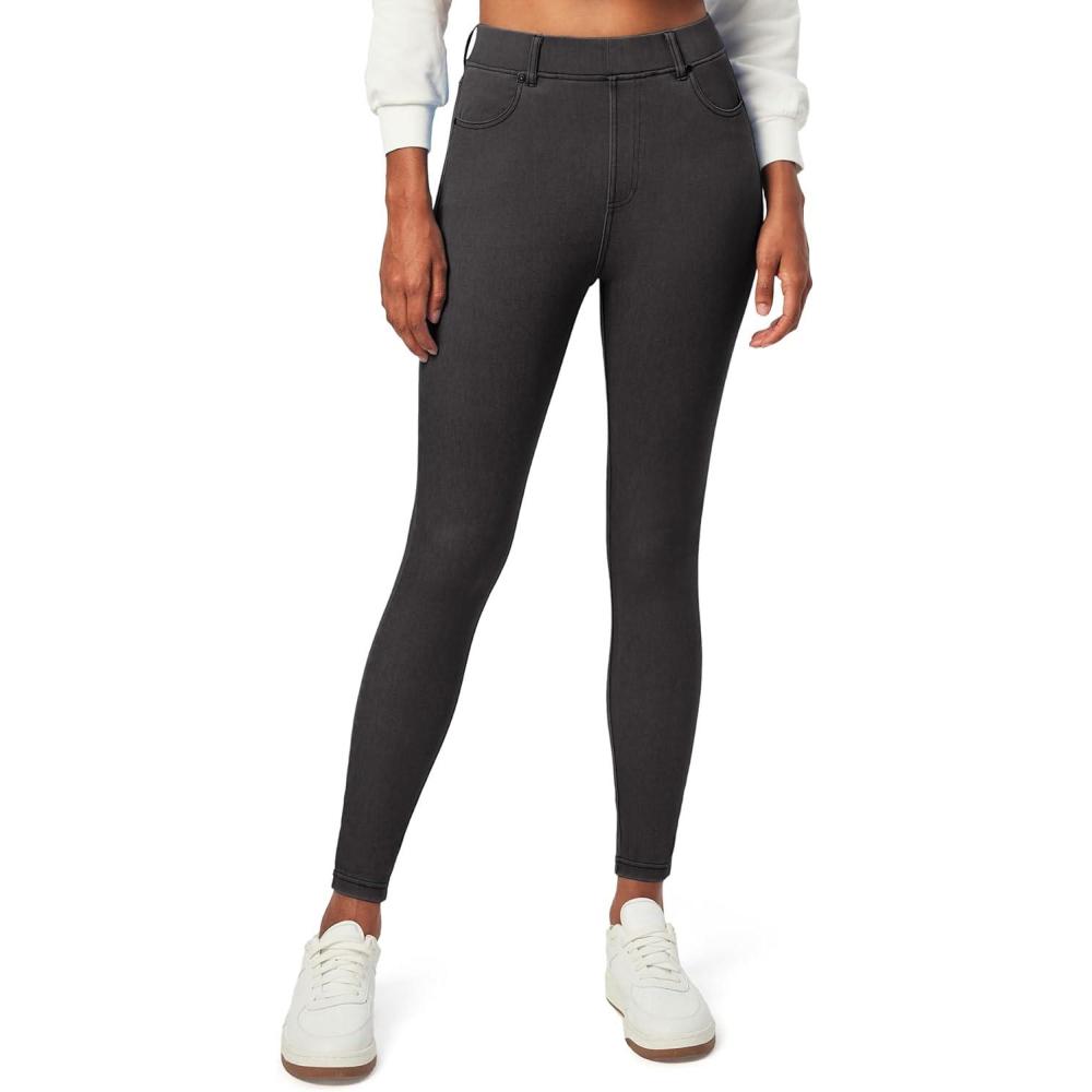 image:imageIUGA Stretchy Jeans for Women High Waist Pull on Jeggings Tummy Control Skinny Sweatpant Jean Leggings with Pockets TrendyGray