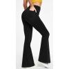 IUGA Stretchy Jeans for Women Bell Bottom Jeans V Cross High Waisted Jeggings Pull On Wide Leg Sweatpant Jean Flare Leggings(Black)