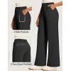IUGA Womens Dress Pants Wide Leg Pull On Work Pants Women Stretchy High Waisted Business Casual Trousers Slacks with Pockets(Black)