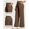 IUGA Womens Dress Pants Wide Leg Pull On Work Pants Women Stretchy High Waisted Business Casual Trousers Slacks with Pockets(Brown)