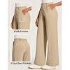 IUGA Womens Dress Pants Wide Leg Pull On Work Pants Women Stretchy High Waisted Business Casual Trousers Slacks with Pockets(Khaki)