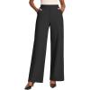 IUGA Womens Dress Pants Wide Leg Pull On Work Pants Women Stretchy High Waisted Business Casual Trousers Slacks with Pockets(Black)
