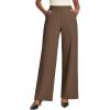 IUGA Womens Dress Pants Wide Leg Pull On Work Pants Women Stretchy High Waisted Business Casual Trousers Slacks with Pockets(Brown)