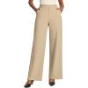 IUGA Womens Dress Pants Wide Leg Pull On Work Pants Women Stretchy High Waisted Business Casual Trousers Slacks with Pockets(Khaki)