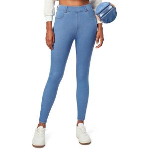 IUGA Stretchy Jeans for Women High Waist Pull on Jeggings Tummy Control Skinny Sweatpant Jean Leggings with Pockets Trendy(Baby Blue)