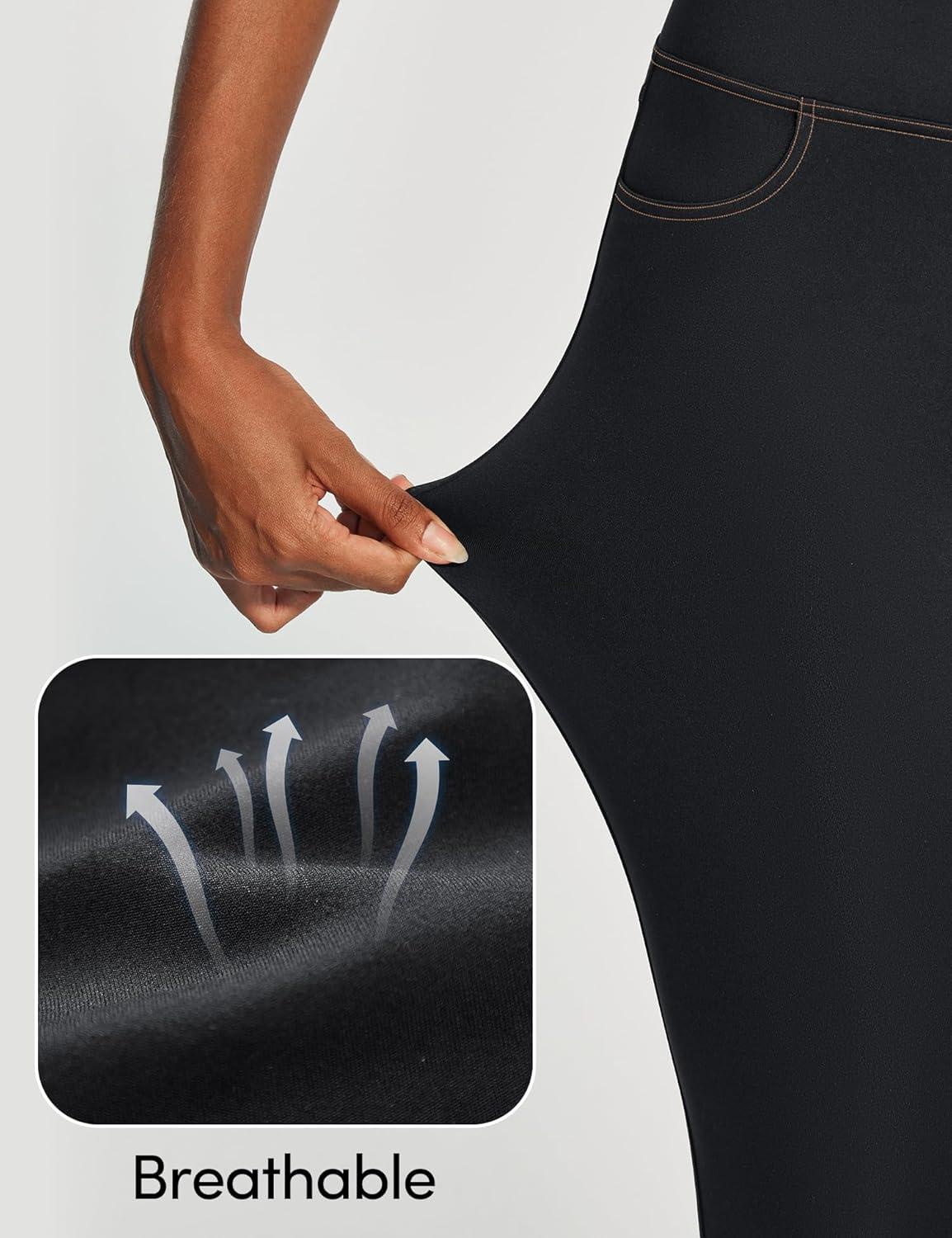 image:imageIUGA High Waist Yoga Pants with Pockets Leggings for Women Tummy Control Workout Leggings for Women 4 Way StretchBlack Jeans